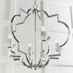 Loops Hanging Ceiling Pendant Light Polished Nickel & Crystal 4 Bulb Classic Feature in Metallics - thumbnail 3