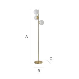 ValueLights Jas Gold Floor Lamp with White Confetti Glass Globe Shades & Bulbs - thumbnail 8