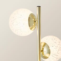 ValueLights Jas Gold Floor Lamp with White Confetti Glass Globe Shades & Bulbs - thumbnail 4