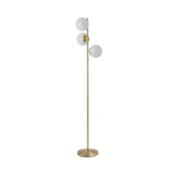 ValueLights Jas Gold Floor Lamp with White Confetti Glass Globe Shades & Bulbs - thumbnail 7