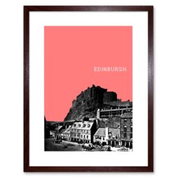 "Artery8 Wall Art Print Grassmarket Edinburgh Scotland Scottish Landmark Coral Framed Art in Brown - Size: W7"" x H9""" - thumbnail 1