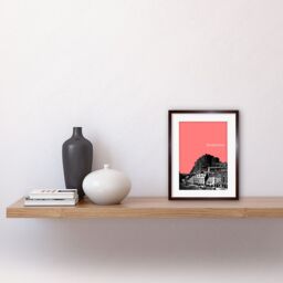"Artery8 Wall Art Print Grassmarket Edinburgh Scotland Scottish Landmark Coral Framed Art in Brown - Size: W7"" x H9""" - thumbnail 2