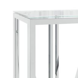 Berkfield Home Console Table 110x30x70 cm Stainless Steel & Glass in Silver - Size: 110 x 30 x 70 cm - thumbnail 5