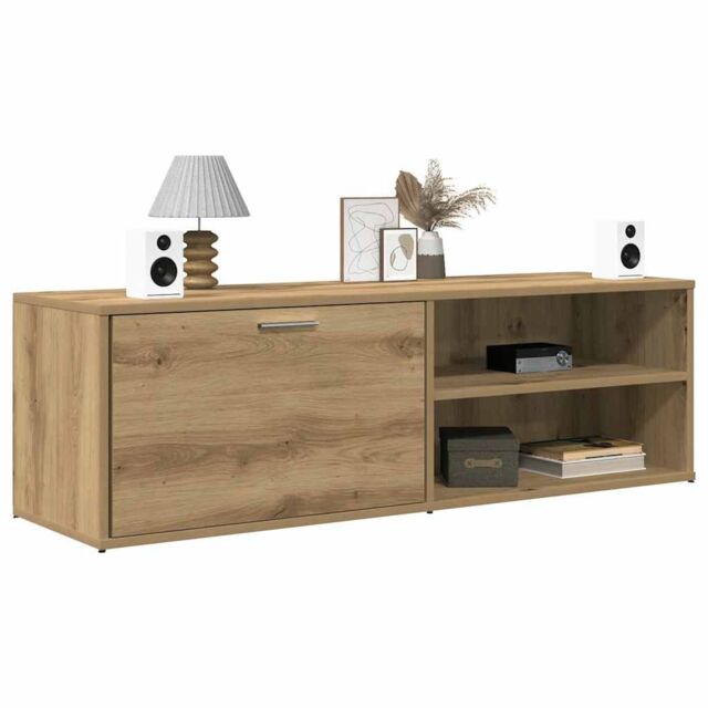 Berkfield Home TV Cabinet Artisan Oak 120x34x37 cm Engineered Wood in Brown - Size: 120 x 34 x 37 cm - image 1