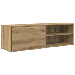 Berkfield Home TV Cabinet Artisan Oak 120x34x37 cm Engineered Wood in Brown - Size: 120 x 34 x 37 cm - thumbnail 2