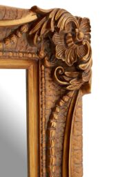Orsina Pewter Frame Wall Mirror With Bead & Leaf Design, Embossed Floral Mirror, Landscape or Portrait Style Mirror in Brown - thumbnail 3