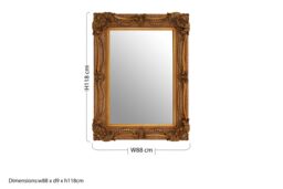 Orsina Pewter Frame Wall Mirror With Bead & Leaf Design, Embossed Floral Mirror, Landscape or Portrait Style Mirror in Brown - thumbnail 5