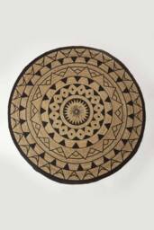 Homescapes Natural & Black Mandala Braided Jute Rug - Size: 200 cm diameter - thumbnail 2
