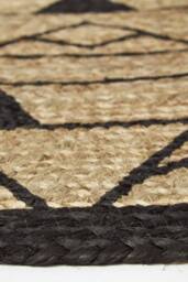Homescapes Natural & Black Mandala Braided Jute Rug - Size: 200 cm diameter - thumbnail 4