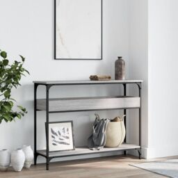 Berkfield Home Console Table with Shelf Grey Sonoma 100x29x75cm Engineered Wood - Size: 100 x 29 x 75 cm - thumbnail 3