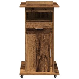 Berkfield Home Lectern Podium with Wheels Old Wood Engineered Wood in Brown - thumbnail 5