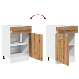 Berkfield Home Drawer Bottom Cabinet Lyon Artisan Oak 50x46x81.5 cm Engineered Wood in Brown - thumbnail 7
