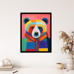 Wee Blue Coo Wall Art Print Bright Bold Bear Fun Multicoloured Living Room Framed - Size: A4 - thumbnail 4