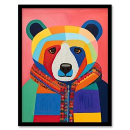 Wee Blue Coo Wall Art Print Bright Bold Bear Fun Multicoloured Living Room Framed - Size: A4 - thumbnail 1