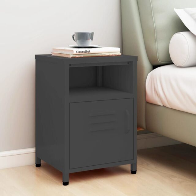 Berkfield Home Nightstand Anthracite 35x35x51 cm Steel - Size: 35 x 35 x 51 cm - image 1