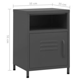 Berkfield Home Nightstand Anthracite 35x35x51 cm Steel - Size: 35 x 35 x 51 cm - thumbnail 9