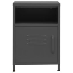 Berkfield Home Nightstand Anthracite 35x35x51 cm Steel - Size: 35 x 35 x 51 cm - thumbnail 3