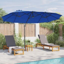 Berkfield Home Garden Cantilever Parasol Azure blue 372 x 198 x 253 cm - thumbnail 4