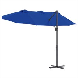 Berkfield Home Garden Cantilever Parasol Azure blue 372 x 198 x 253 cm - thumbnail 8