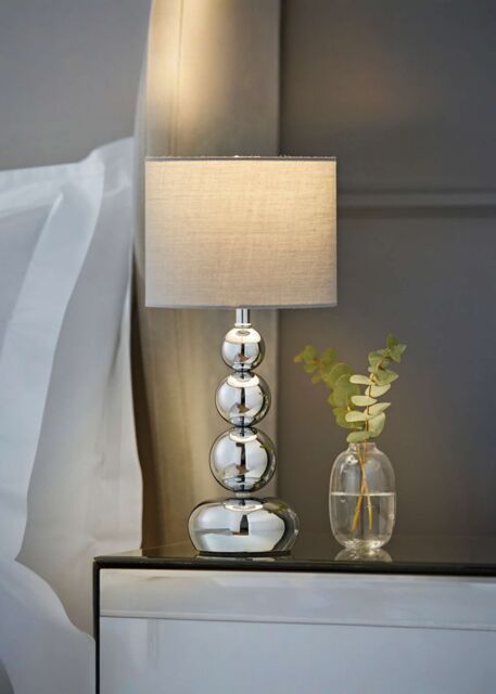 ValueLights Marissa Stacked Ball Silver Chrome Touch Table Lamp in Grey - image 1