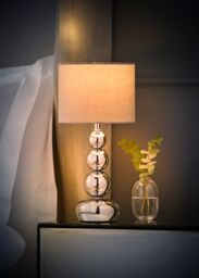 ValueLights Marissa Stacked Ball Silver Chrome Touch Table Lamp in Grey - thumbnail 2
