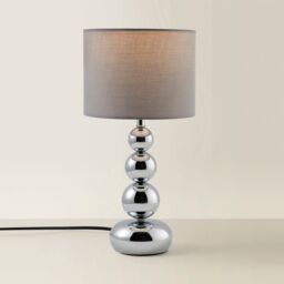 ValueLights Marissa Stacked Ball Silver Chrome Touch Table Lamp in Grey - thumbnail 6