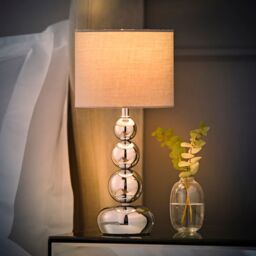 ValueLights Marissa Stacked Ball Silver Chrome Touch Table Lamp in Grey - thumbnail 5