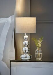ValueLights Marissa Stacked Ball Silver Chrome Touch Table Lamp in Grey