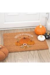 KDMD Hello Pumpkin Coir Doormat - Autumn Welcome for Indoor Use in Brown - Size: Medium - thumbnail 1