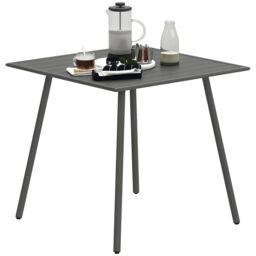 OUTSUNNY Garden Table for 4 Person with Slat Top, Steel Frame, Grey - thumbnail 2