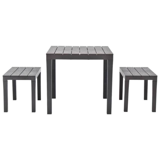 Berkfield Home Garden Table with 2 Benches Plastic Brown in Taupe - image 1