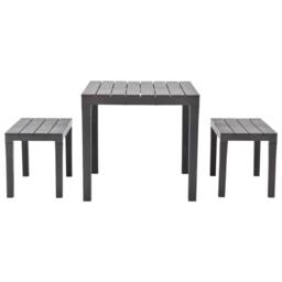 Berkfield Home Garden Table with 2 Benches Plastic Brown in Taupe