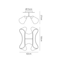 Netlighting Ora Ceiling 2 Arm 4 Light E27 Gloss Black White Acrylic Chrome - thumbnail 2