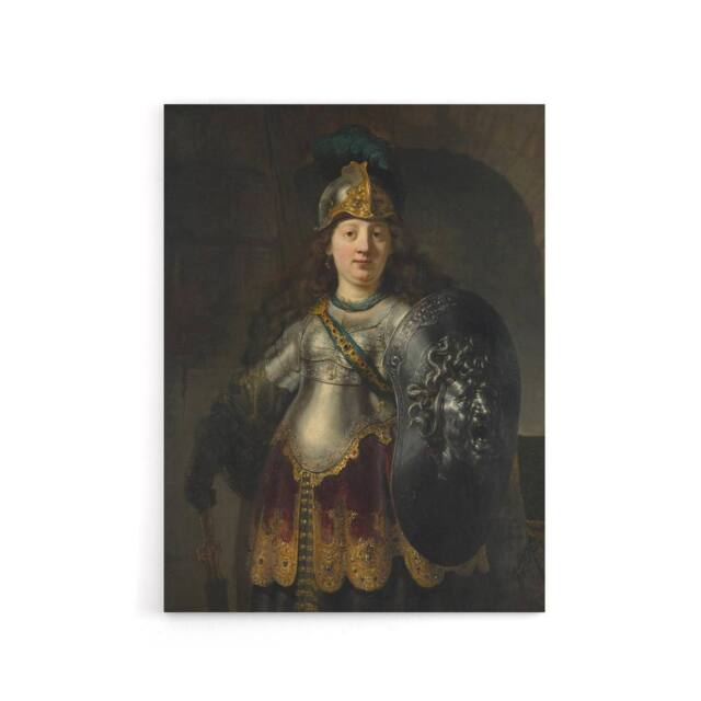 "Artery8 Bellona Roman Goddess of War Rembrandt Canvas Wall Art Print in Grey - Size: W12"" x H16""" - image 1