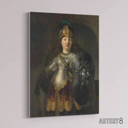 "Artery8 Bellona Roman Goddess of War Rembrandt Canvas Wall Art Print in Grey - Size: W12"" x H16""" - thumbnail 2
