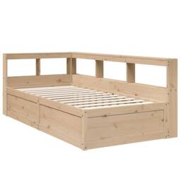 Berkfield Home Bookcase Bed without Mattress 75x190cm Solid Wood Pine in Brown - Size: 75x190 cm - thumbnail 3