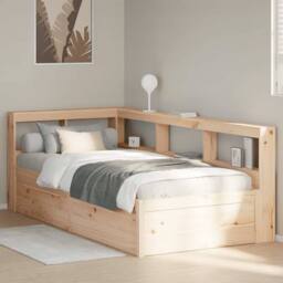 Berkfield Home Bookcase Bed without Mattress 75x190cm Solid Wood Pine in Brown - Size: 75x190 cm - thumbnail 4