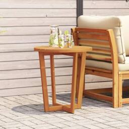 Berkfield Home Garden Side Table Round √ò70x75 cm Solid Wood Acacia in Brown - Size: 70x75 cm - thumbnail 2