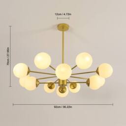 Goeco Gold Modern Chandeliers with Glass, E27 Pendant Light Vintage Ball - Size: Small - thumbnail 5
