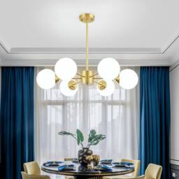 Goeco Gold Modern Chandeliers with Glass, E27 Pendant Light Vintage Ball - Size: Small - thumbnail 2