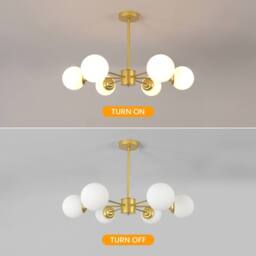 Goeco Gold Modern Chandeliers with Glass, E27 Pendant Light Vintage Ball - Size: Small - thumbnail 8