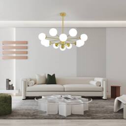 Goeco Gold Modern Chandeliers with Glass, E27 Pendant Light Vintage Ball - Size: Small - thumbnail 3