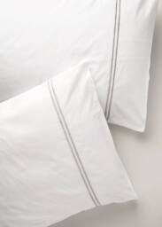 Truly Set of 2 White Satin Stitch Housewife Pillowcases - Size: Standard Pillow Case - thumbnail 1