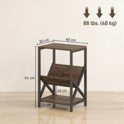 HOMCOM Narrow Side Table, End Table with 3-Tier Storage for Living Room in Light Oak - Size: 40 cm x 30 cm - thumbnail 3