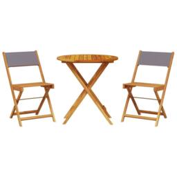 Berkfield Home Beautiful 3 Piece Bistro Set Anthracite Fabric & Solid Wood in Dark Grey - thumbnail 3