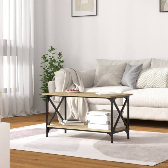 Berkfield Home Classic Coffee Table Sonoma Oak 80x45x45 cm Engineered Wood & Iron in Brown - Size: 80 x 45 x 45 cm - image 1