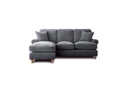 The Great Sofa Company Ezra Left Hand Velvet Chaise Sofa - Scroll Arm in Charcoal - Size: Medium - thumbnail 2
