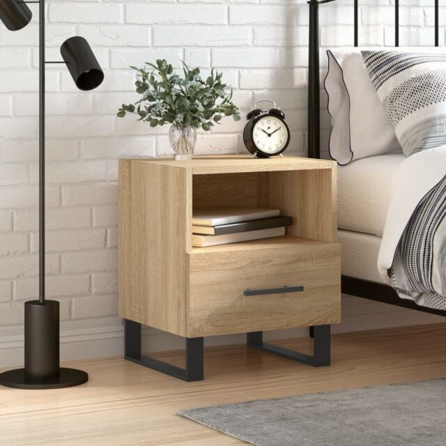 Berkfield Home Bedside Cabinet Sonoma Oak 40x35x47.5 cm Engineered Wood in Brown - image 1