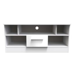 Ready Assembled 2 U Trent 1 Drawer TV & Media Unit (Ready Assembled) in White - thumbnail 1