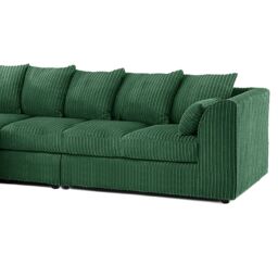 Furnishings For Less UK Luxor Jumbo Cord Large 5 Seater Corner Sofa Long Left Hand Facing in Green - thumbnail 3